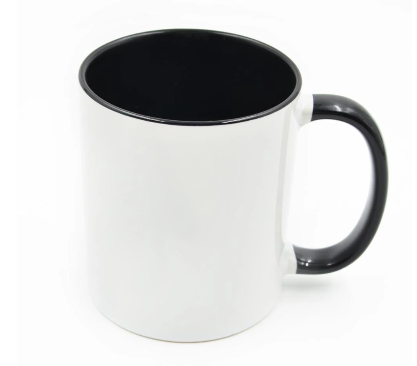 white mug black handle